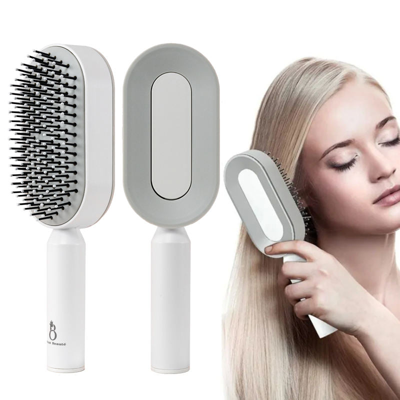 Self cleaning hair brush for women scalp massage