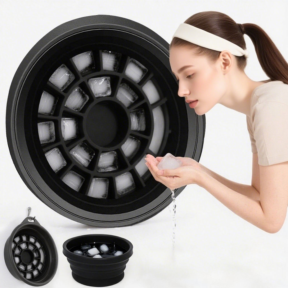 Foldable silicone facial ice bath bowl