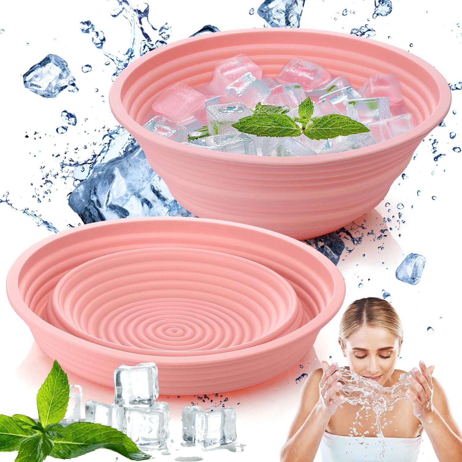 Portable collapsible facial ice bowl